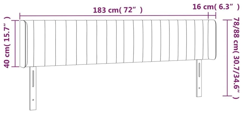 Tablie de pat cu LED gri inchis 183x16x78 88 cm catifea 1, Morke gra, 183 x 16 x 78 88 cm