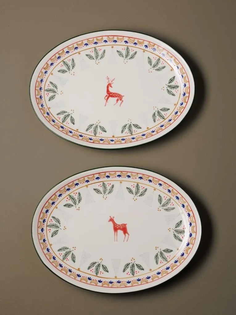 Set 2 platouri rotunde din ceramica, "Frimas"