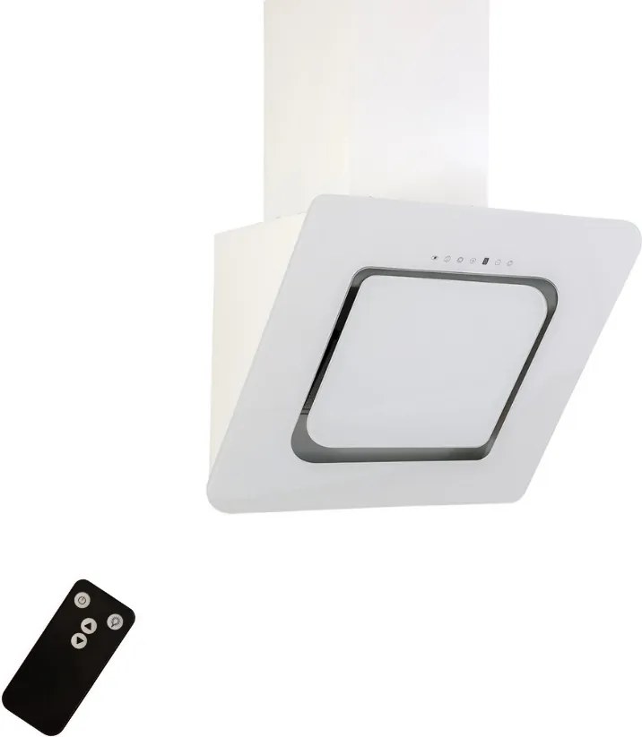 Hota KUGERR D8 - 90cm Alba, Putere Absorbtie 983 mc/h, Sticla, Alba, Decorativa, Puternica, Silentioasa, cu Telecomanda, de Perete