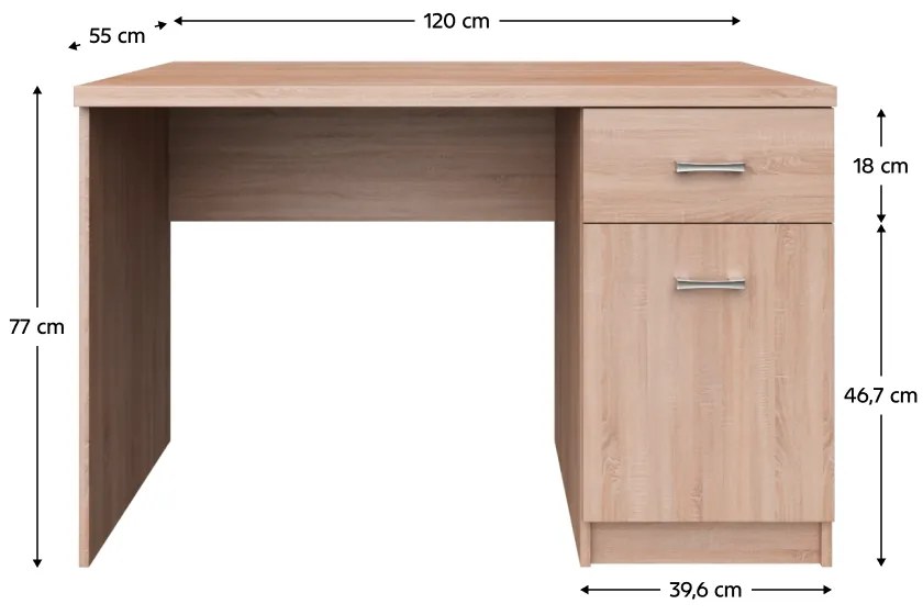 Birou PC 1D1S 120, stejar Sonoma, TOPTY TIP 36