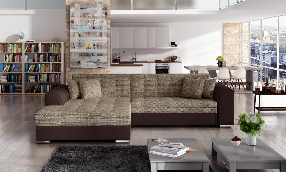 Coltar tapitat, extensibil, 295x80x195 cm, Sorento L01, Eltap (Culoare: Gri pepit / Gri inchis piele)