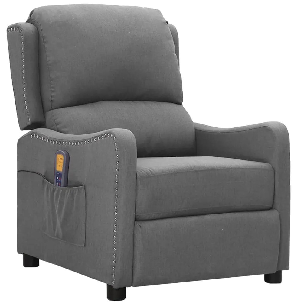 3093405 vidaXL Fotoliu de masaj rabatabil cu ridicare, gri deschis, textil