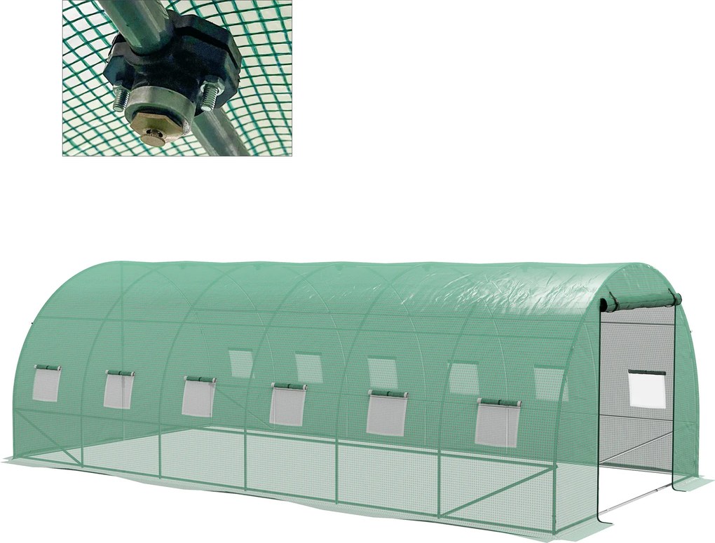 Outsunny Invernator de Tunel 6x3x2 m cu Sistem de Irigații Integrat 12 Ferestre cu Plasă și 1 Ușă Rulabilă Verde | Aosom Romania