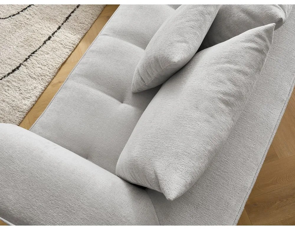 Colțar gri deschis cu tapițerie din chenille (cu colț pe partea dreaptă/în formă de ”L”) Whesley – Bobochic Paris