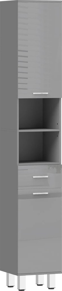 kleankin Dulap de baie, comodă pentru baie, cu rafturi și sertar, reglabil, Gri | Aosom Romania