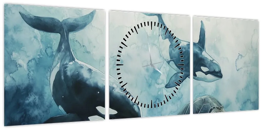Tablou - Pictură subacvatică (cu ceas) (90x30 cm)