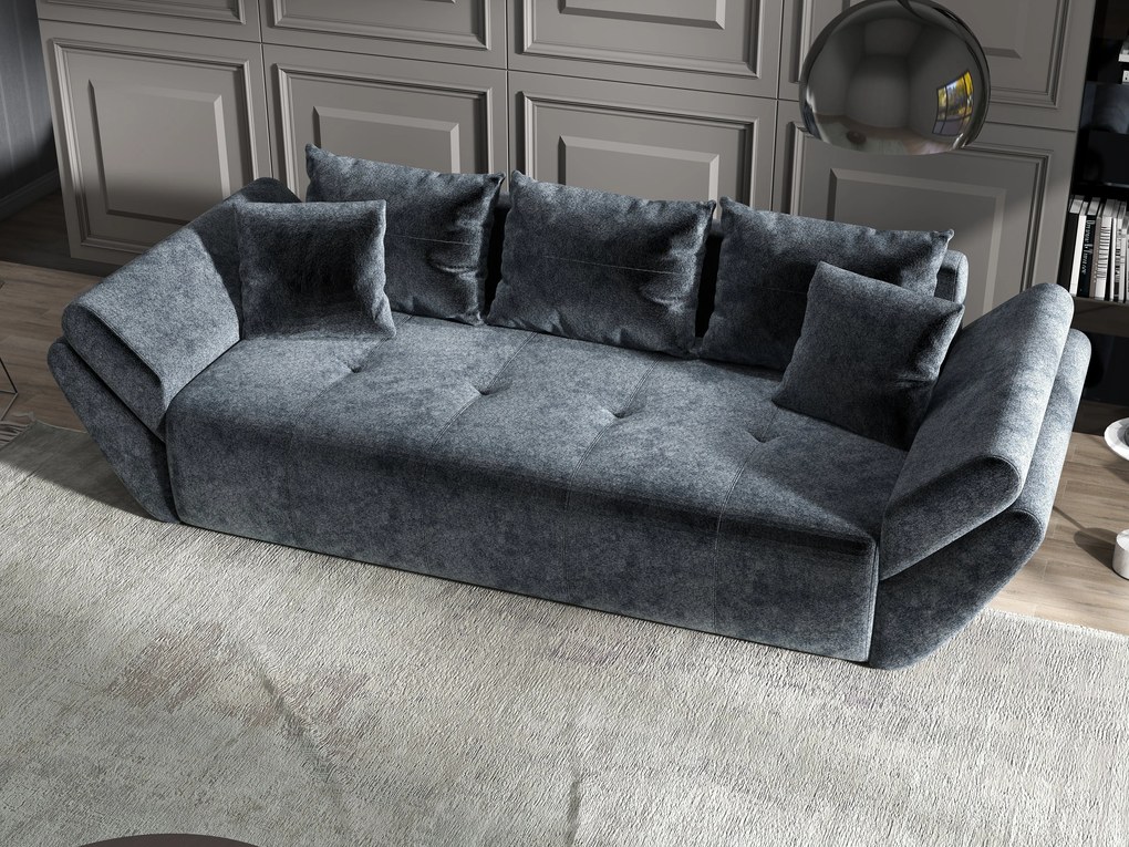 Canapea extensibilă dumonde cu ladă de depozitare si sezut confortabil din spuma high-density, Berlin Euphoria Grafit 250x100 cm