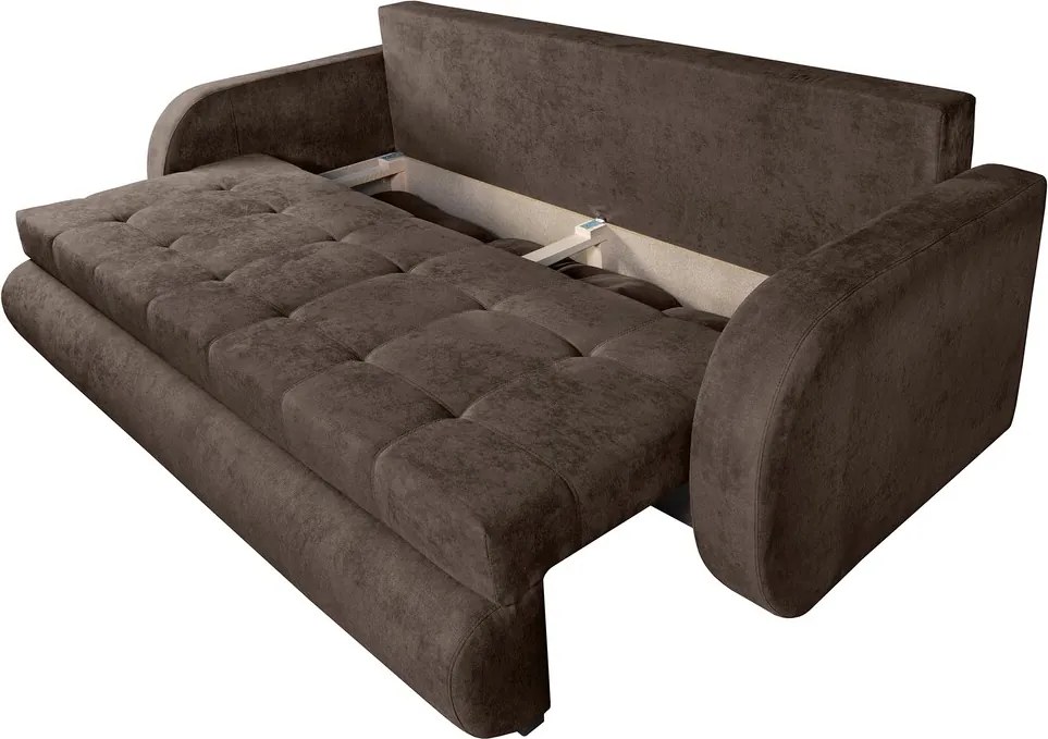 Canapea extensibila Siena, 230x97x78 cm, cu lada de depozitare, Maro