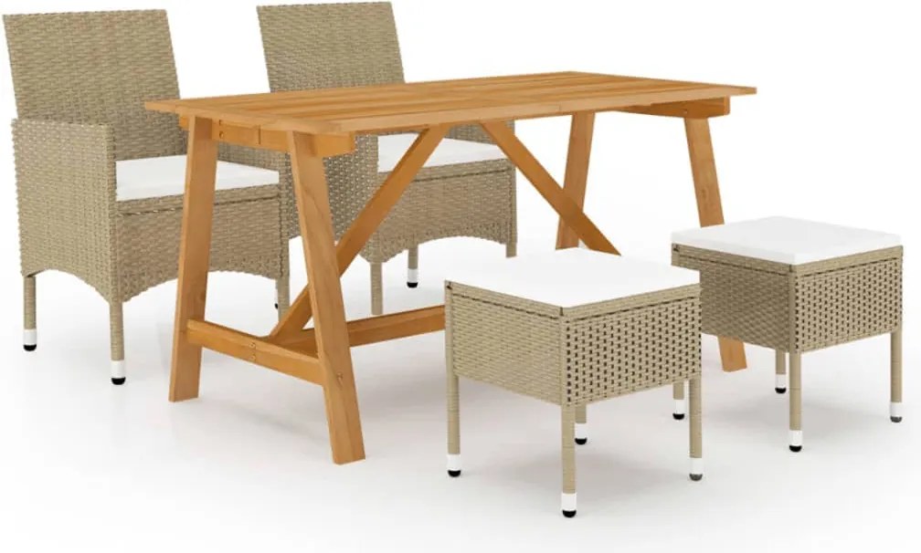 vidaXL Set mobilier de grădină, 5 piese, bej