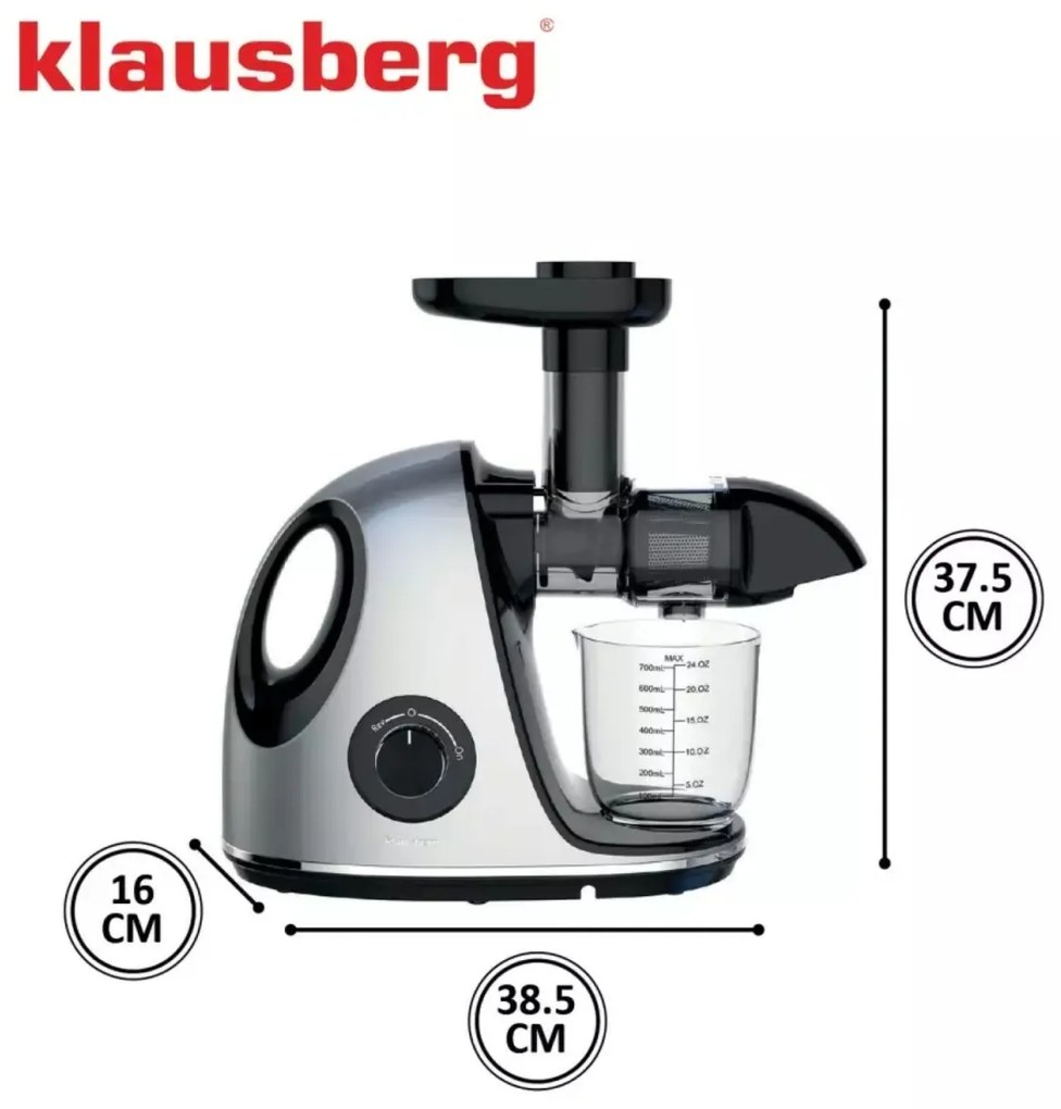 Storcator de fructe cu rotație lentă Klausberg KB7863, argintiu