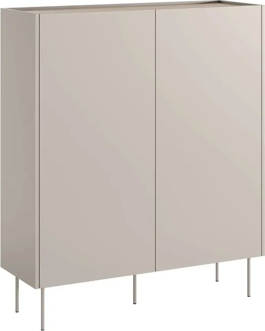 Comodă înaltă Desin 120 cm cu două uși și sertare ascunse - casmir / stejar Nagano