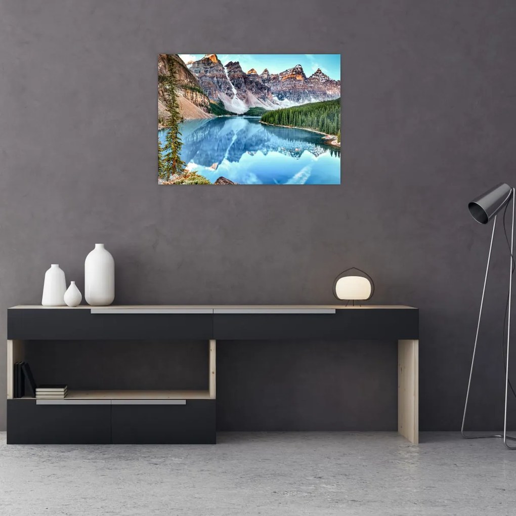 Tablou pe sticlă - Lacul Moraine (70x50 cm)