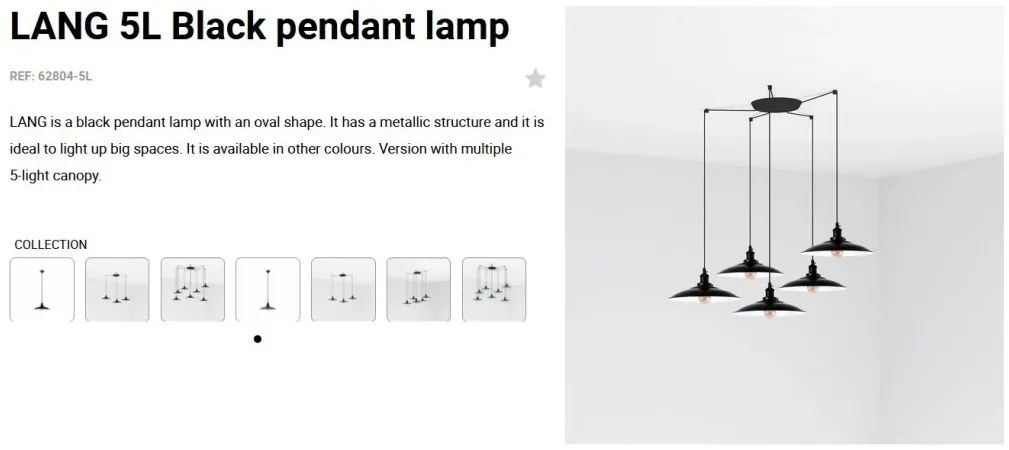 Lustra cu 5 Pendule design industrial LANG negru