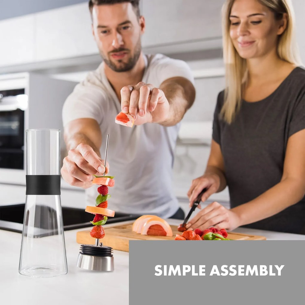 Klarstein Glaswerk Sile, carafă, 1 litru, sticlă borosilicată, țepușă pentru fructe