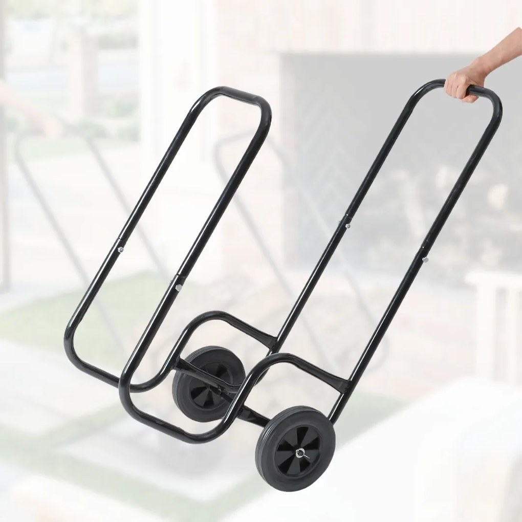 Gardebruk Cărucior pentru lemne de foc AUREL, 56x45x105cm, negru