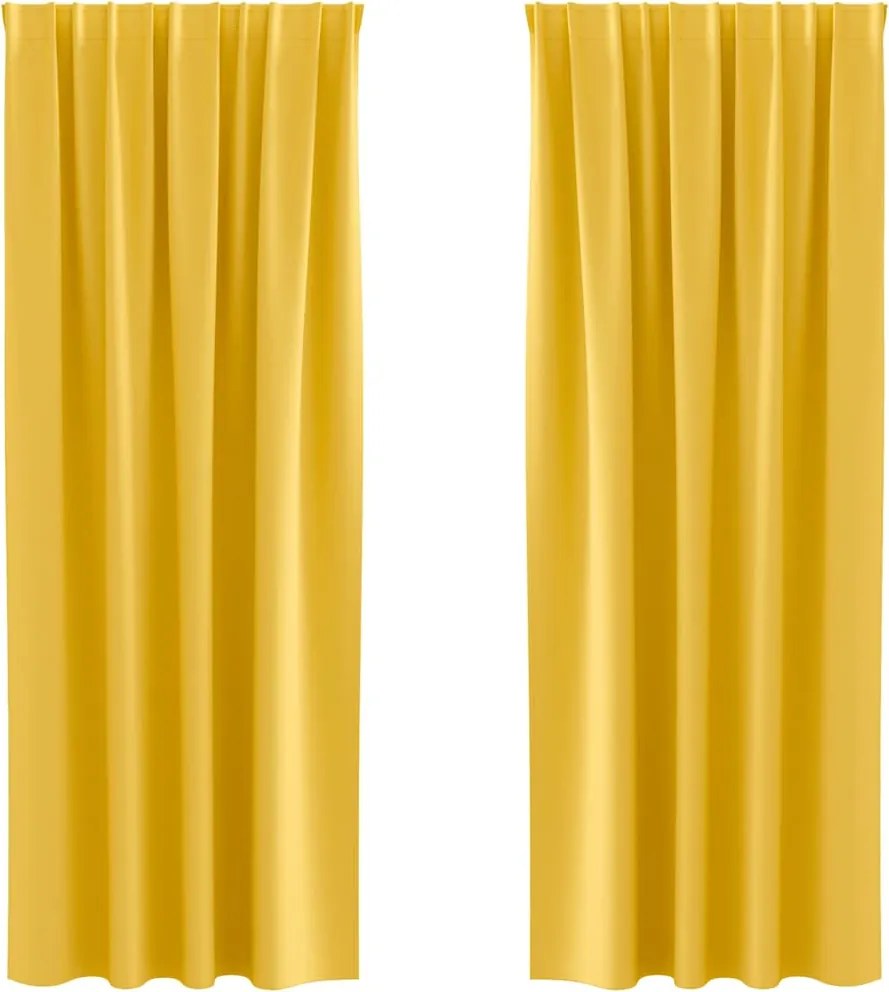 vidaXL Perdele Opaque cu Inel 2 pcs Galben muștar 245 x 140 cm