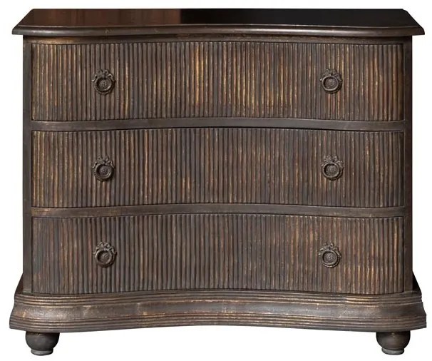 Comoda maro, din lemn de mango, cu 3 sertare, aspect vintage, Giacomo