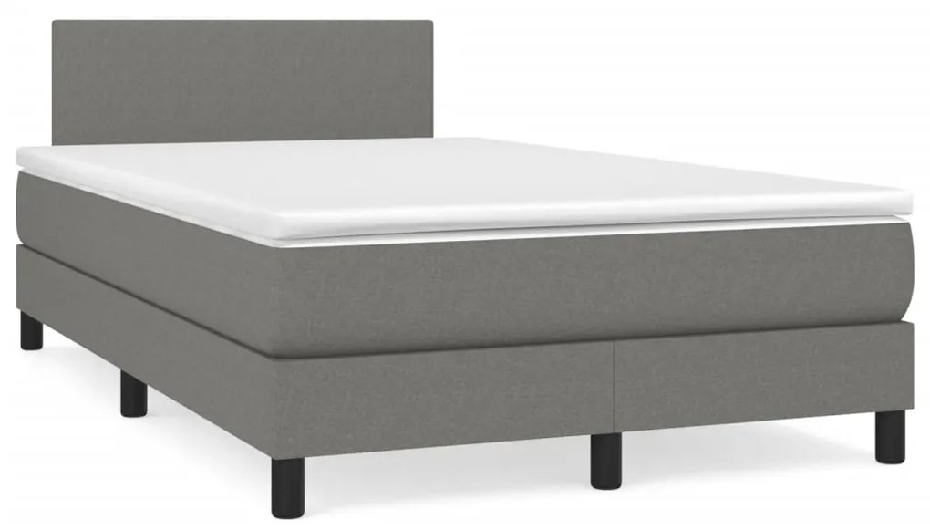vidaXL Pat box spring cu saltea, gri închis, 120x190 cm, textil