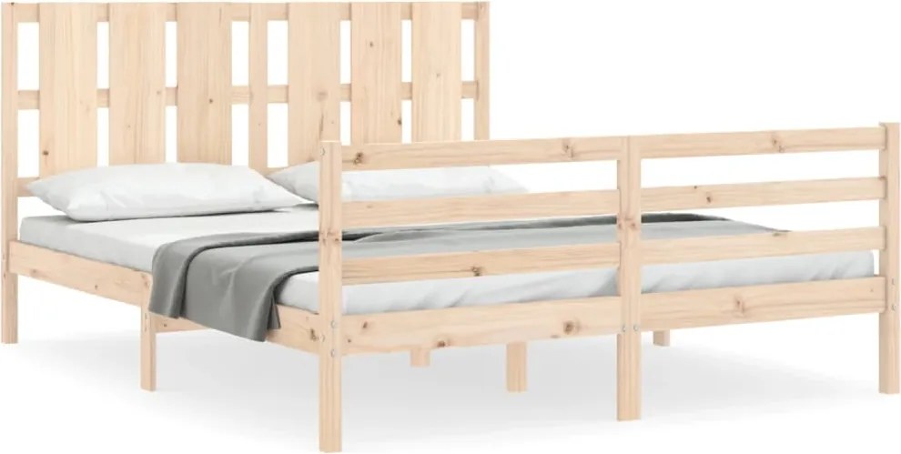 vidaXL Cadru de pat cu tăblie, 160x200 cm, lemn masiv