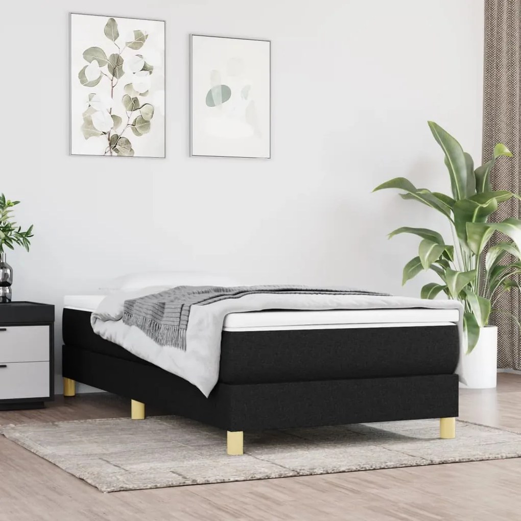 3120584 vidaXL Cadru de pat box spring, negru, 90x200 cm, textil