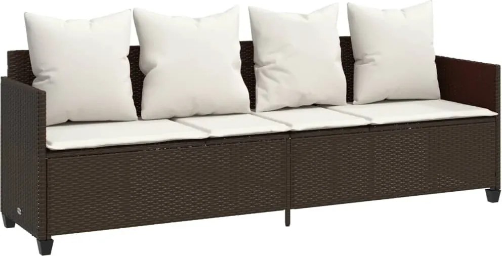 vidaXL Șezlong cu perne, maro, poliratan