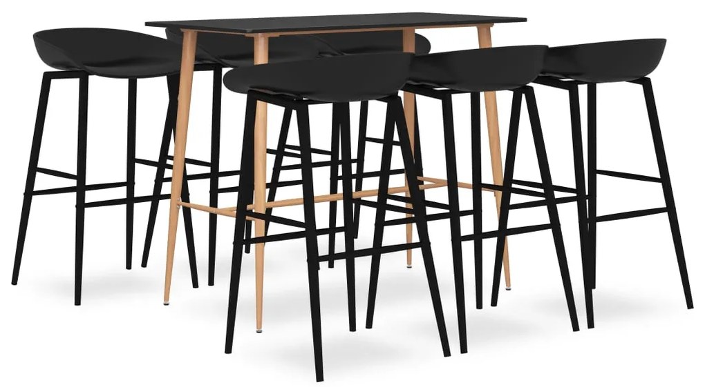 vidaXL Set mobilier de bar, 7 piese, negru