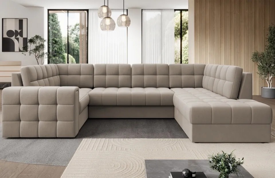 Coltar extensibil cu spatiu oentru depozitare, 299x198x82 cm, Blewett R, Eltap (Culoare: Alb / Royal 01)
