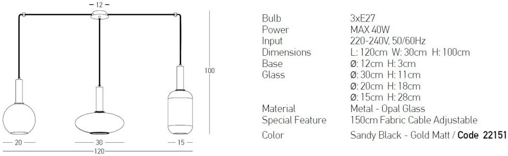 Lustra suspendata design modern Barab auriu, alb opal
