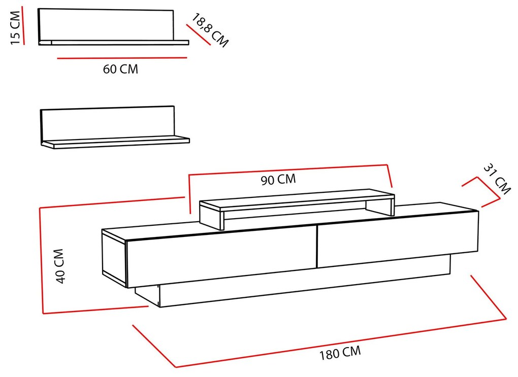 Mobilier living Lusalona (alb + maro). 1107305