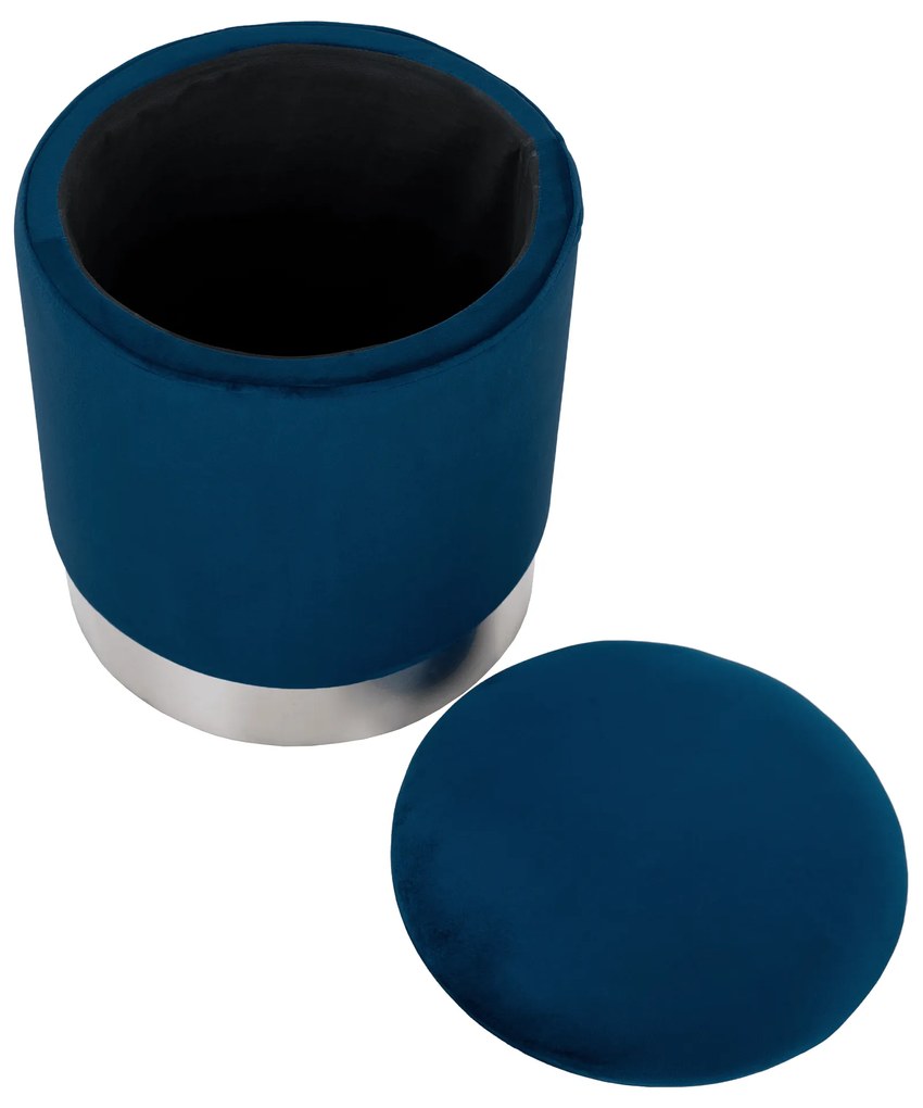 Taburet, catifea albastru Velvet/crom argintiu, DARON