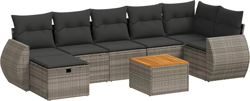 vidaXL Set canapele de grădină cu perne, 8 piese, gri, poliratan