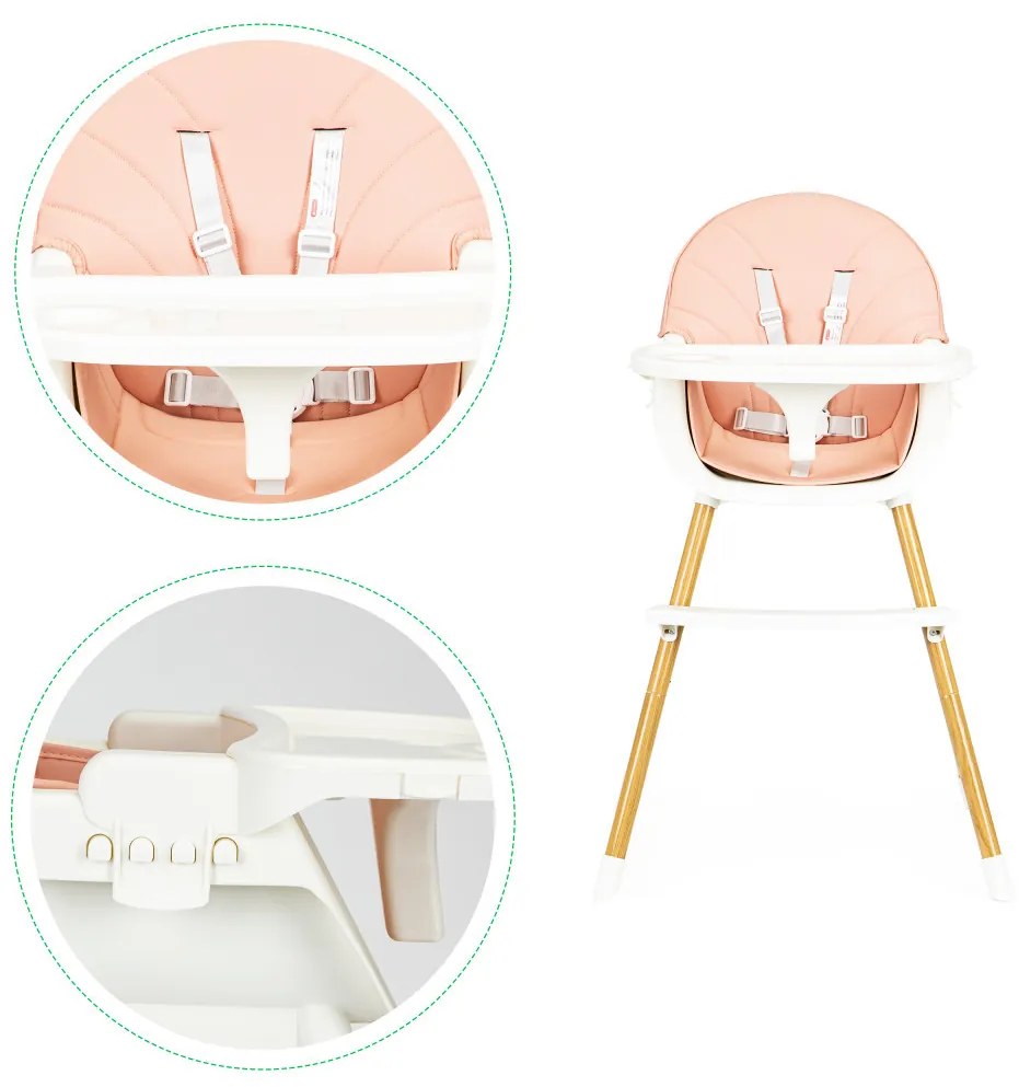 Scaun de hrănire 2 în 1 roz