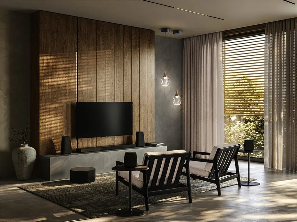 Pendul LED design modern Corina negru/ cupru