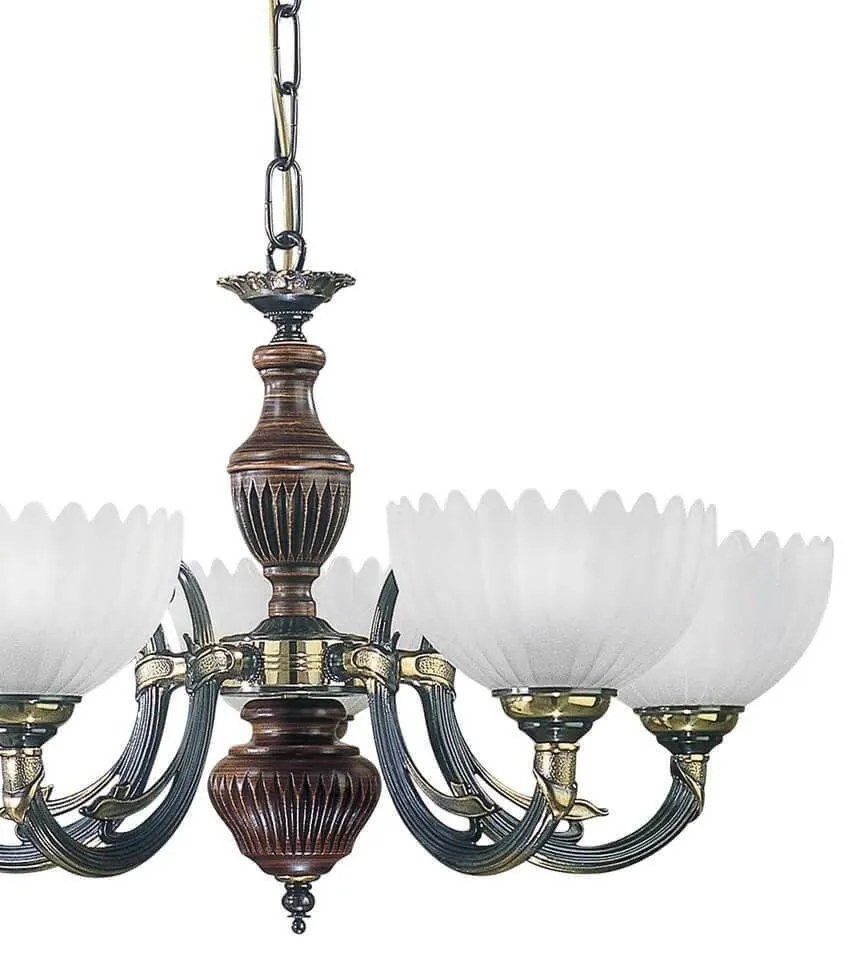 Candelabru 5 brate design italian din alama cu lemn 3610