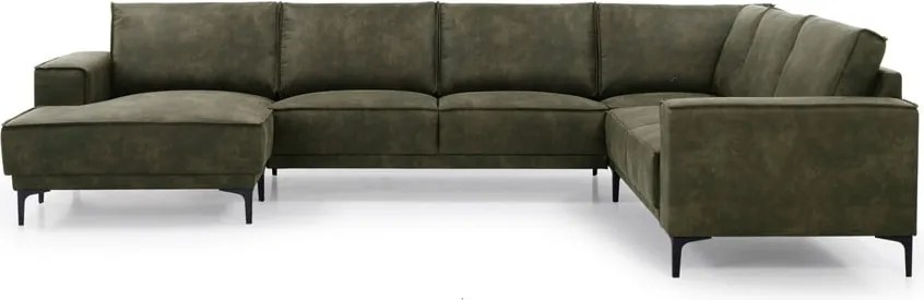 Colțar verde cu tapițerie din imitație de piele (colț pe partea stângă ) Copenhagen – Scandic