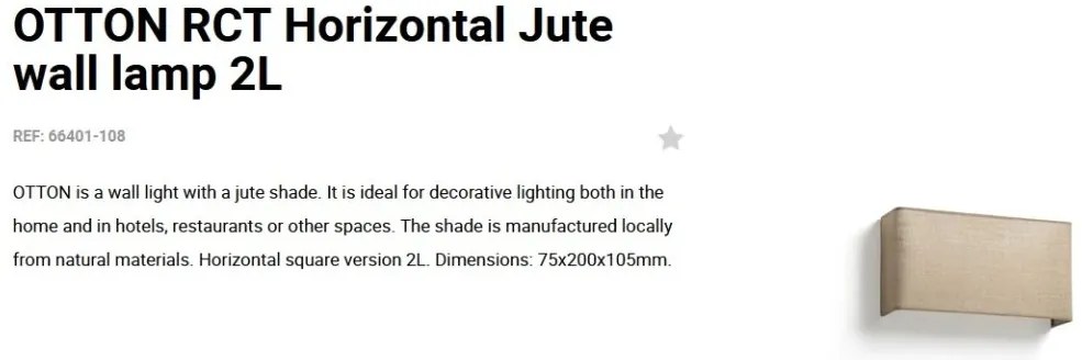 Aplica de perete ambientala design natural OTTON RCT iuta 2L