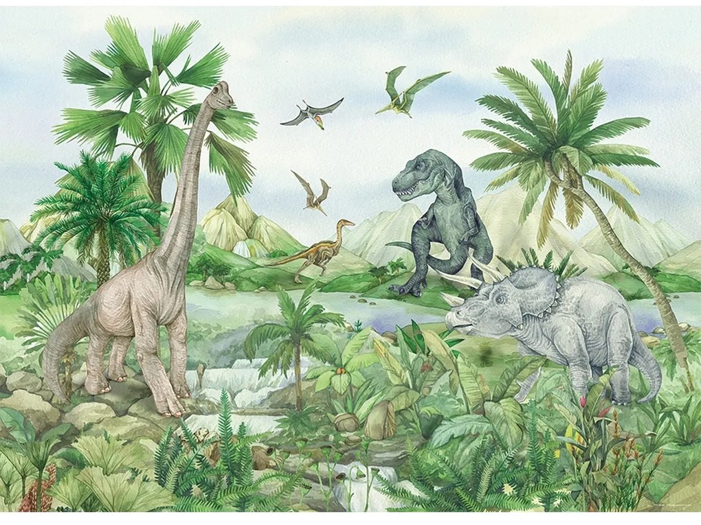 Fototapetă pentru copii Colourful Dino 252 x 182cm, 4 părți