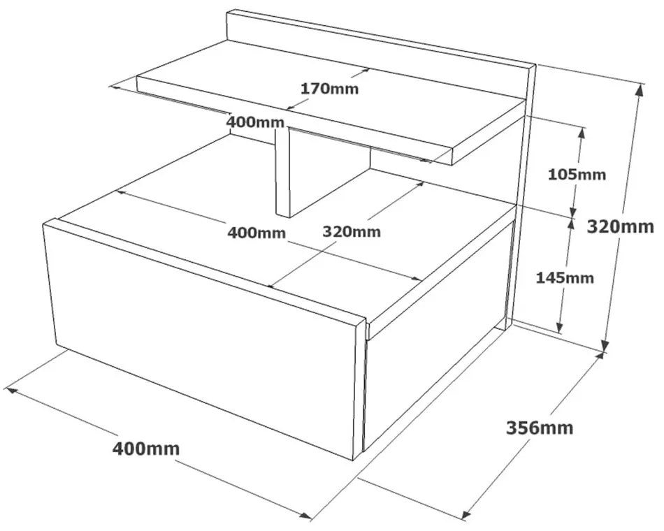 Noptieră gri deschis cu rafturi Ilsa – Kalune Design