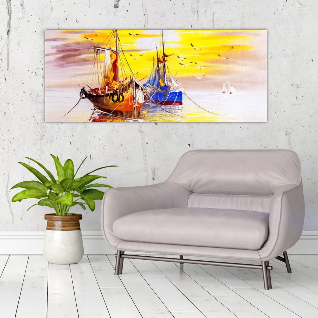 Tablou - Pictură barcă (120x50 cm)