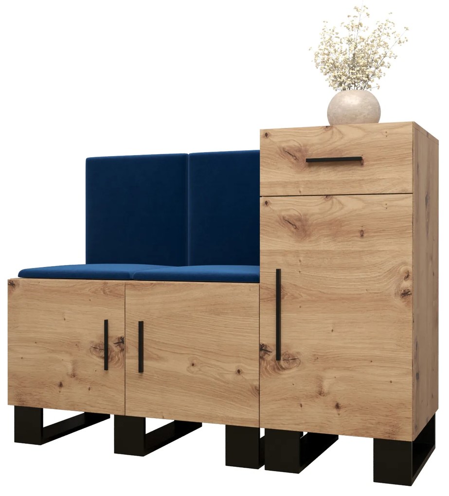 Set mobilier pentru hol Amanda 18 (Stejar artisan + Albastru). 1086015