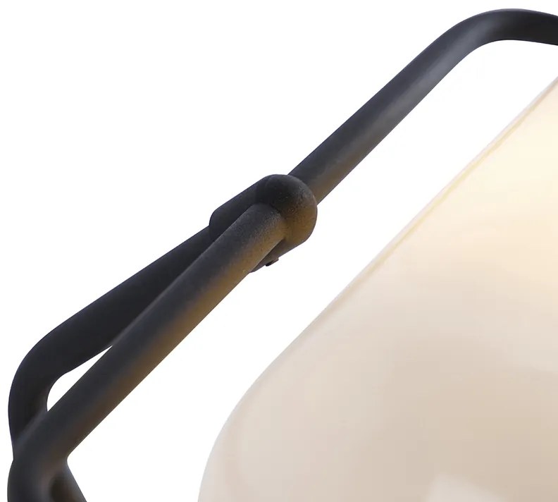 Lampă clasică de notar neagră cu sticlă opalescentă - Banker