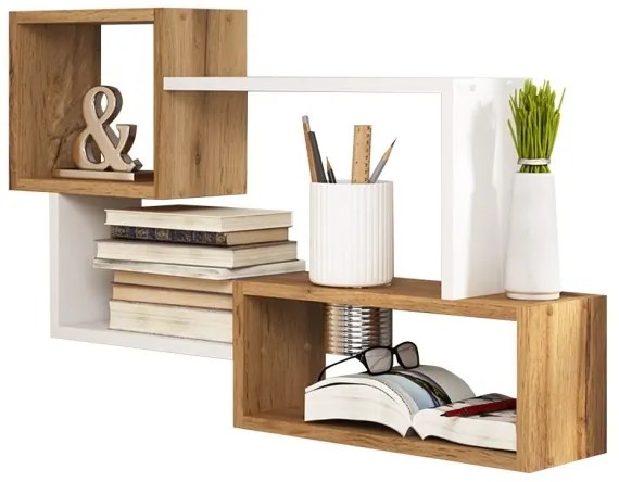 Etajeră de perete TRIO 54x87 cm stejar wotan/alb