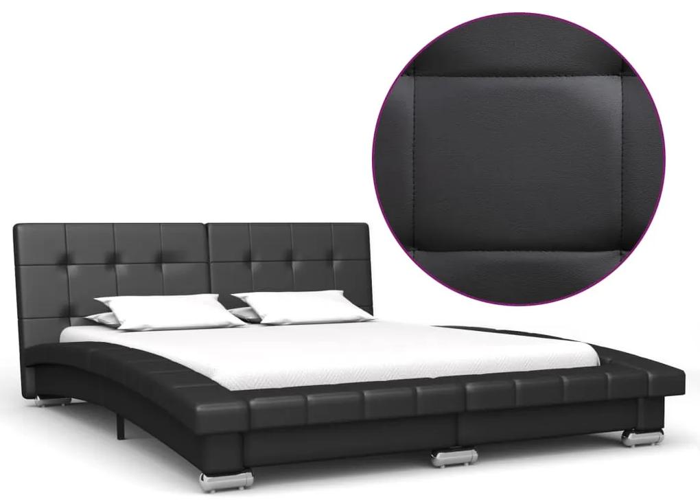 280619 vidaXL Cadru de pat, negru, 200 x 140 cm, piele artificială