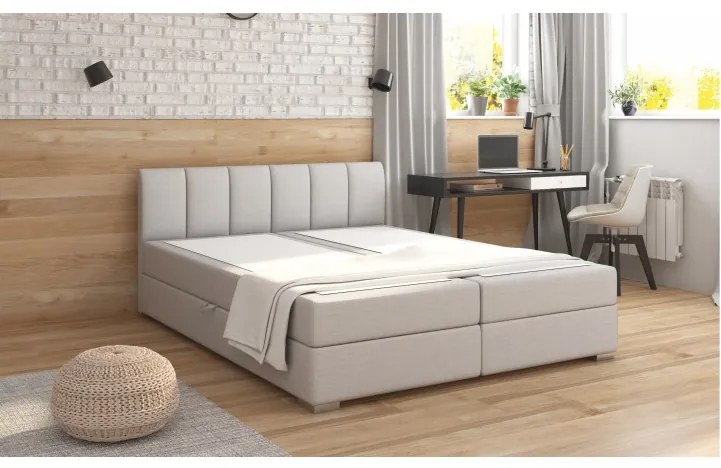 boxspring pat 160x200, gri deschis, RIANA KOMFORT