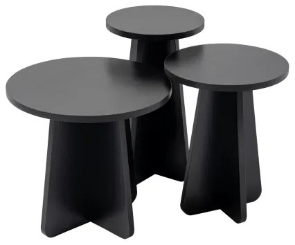 SET 3x măsuță laterală LUME d. 28/33/43 cm negru