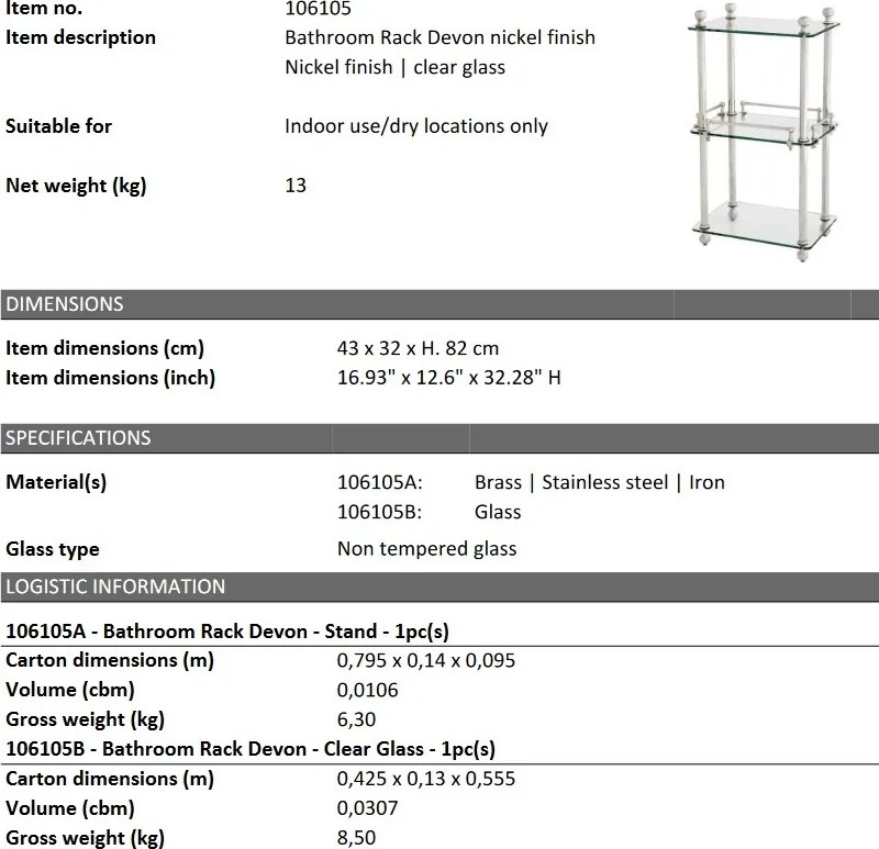 Raft design LUX pentru baie sau sufragerie Rack Devon nickel