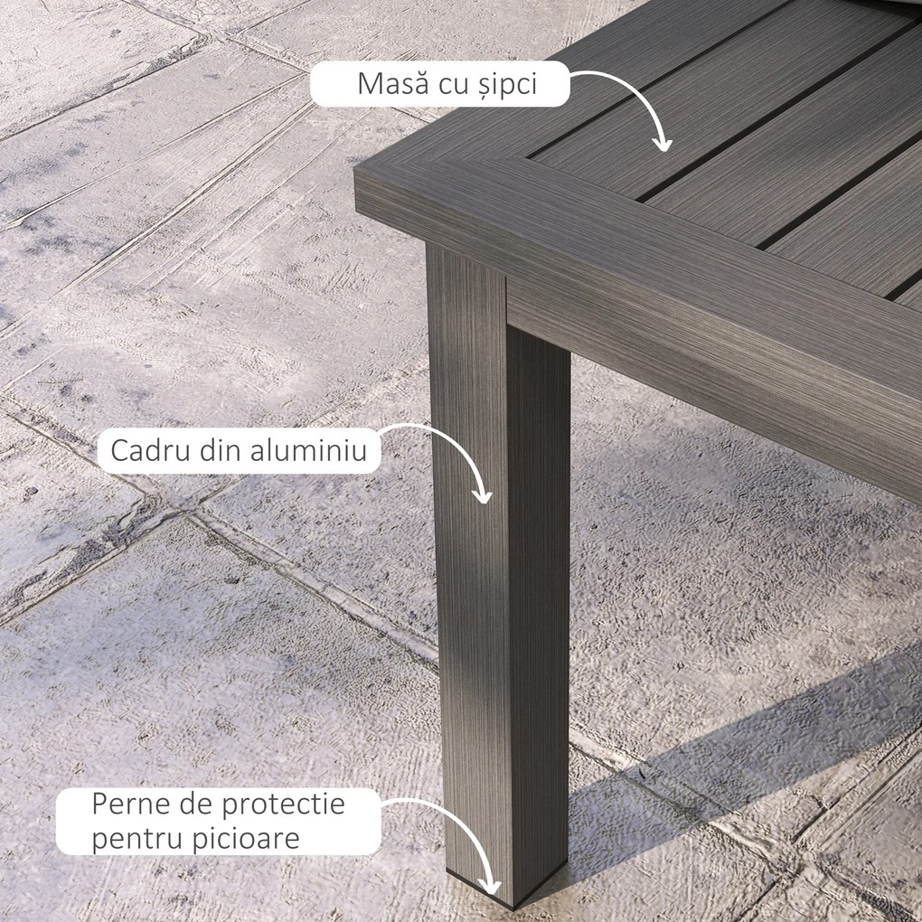 Outsunny Măsuță de Cafea din Aluminiu pentru Exterior 100x60cm, Măsuță Laterală Dreptunghiulară, Argintiu | Aosom Romania