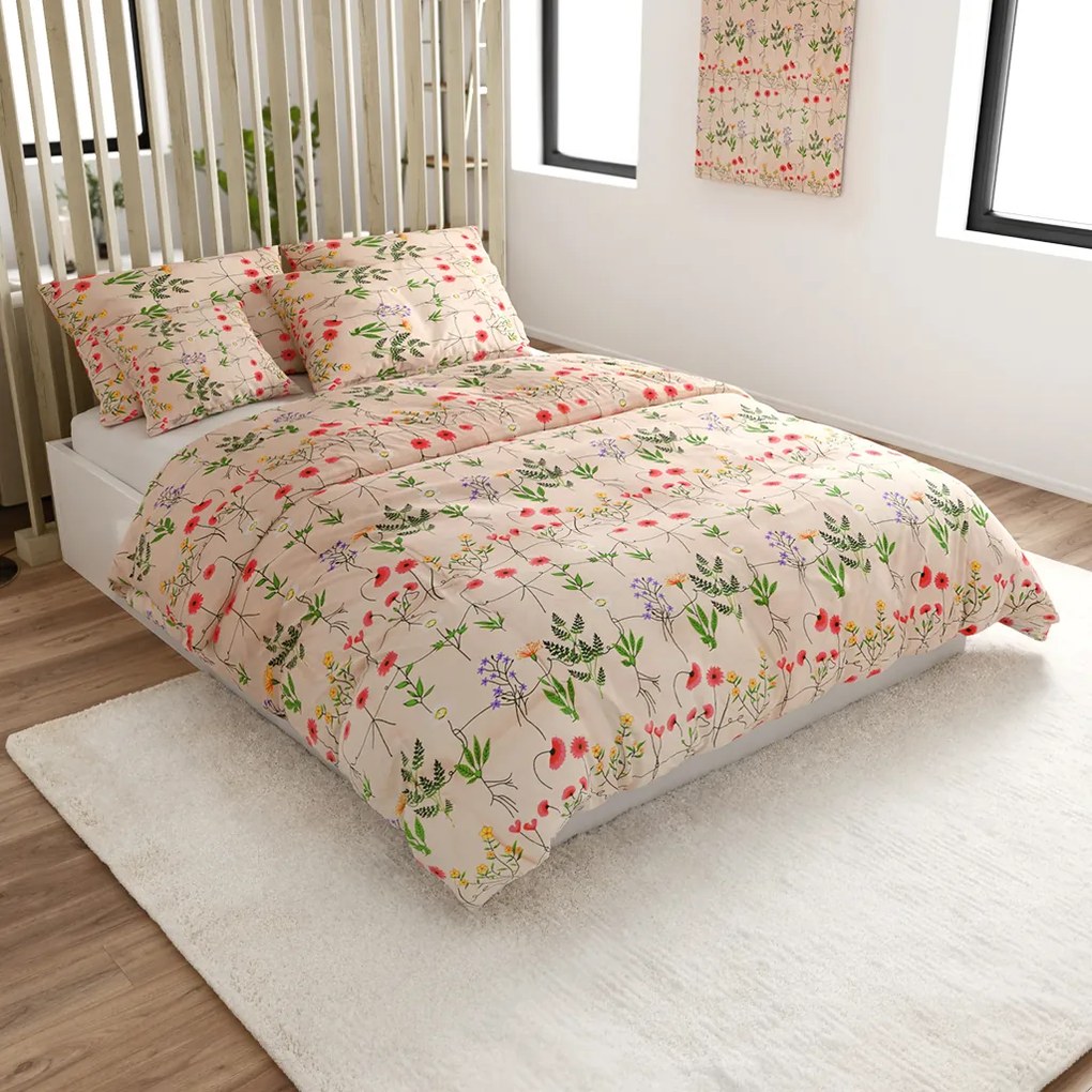 Lenjerie de pat din bumbac HERBAR BLEND bej Dimensiune lenjerie de pat: 70 x 90 cm | 140 x 200 cm