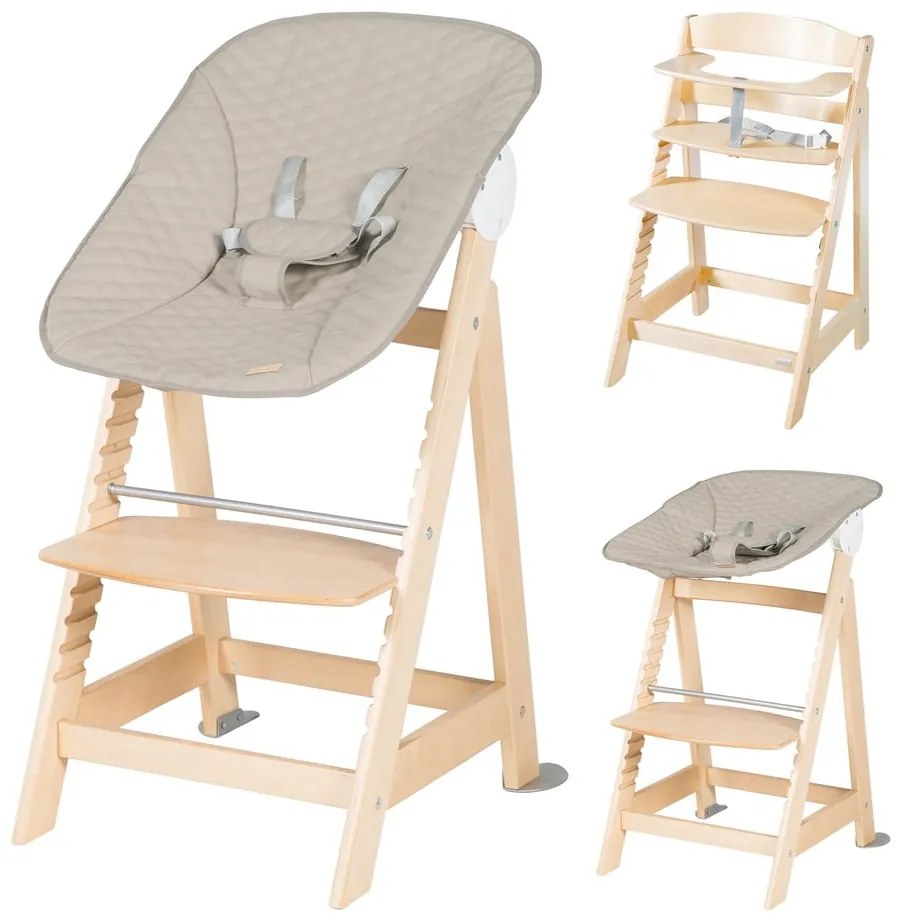 Scaun de masă pentru bebe bej/în culoare naturală Born Up 2in1 Luxe – Roba