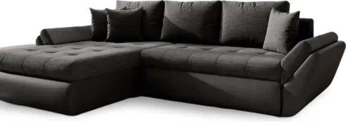 Colțar extensibil dumonde cu ladă de depozitare si sezut confortabil din spuma high-density, Loana Magma Black II 270x185 cm